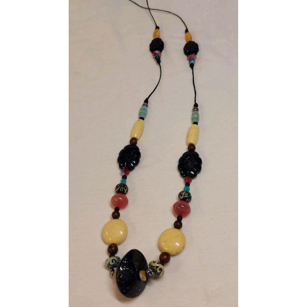 Vintage Teresa Goodall Statement Necklace Chunky Artisan Beaded Wearable Boho
